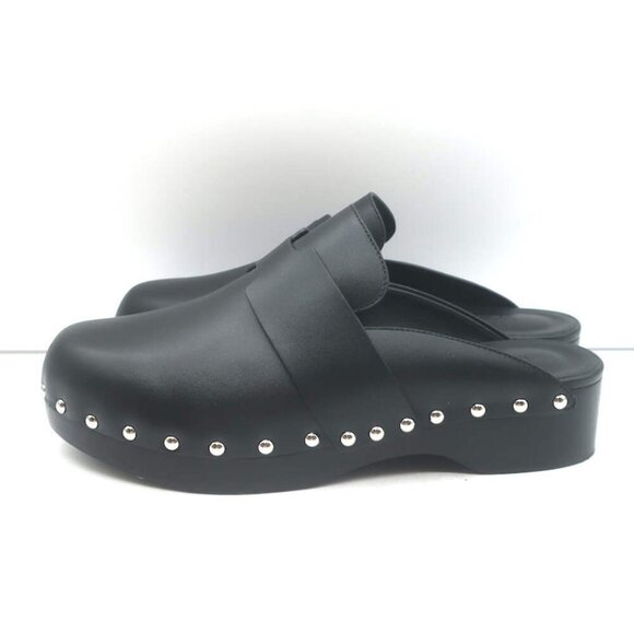 Hermes Calya Studded Clog Mules Black Leather Size 39 - Picture 8 of 13